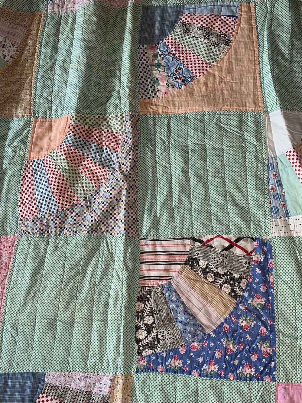 Antique quilt handmade patchwork 70” x 80”